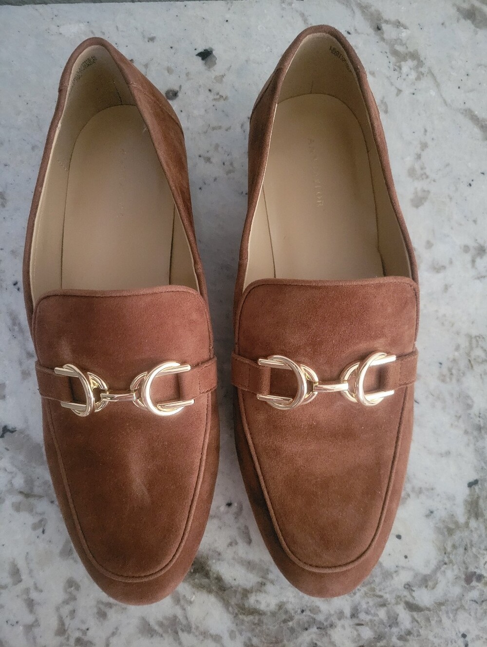 Ann Taylor Spice Brown Suede Horsebit Loafers Size 7